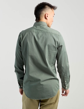 Camisa casual El Pulpo de algodón manga larga para hombre