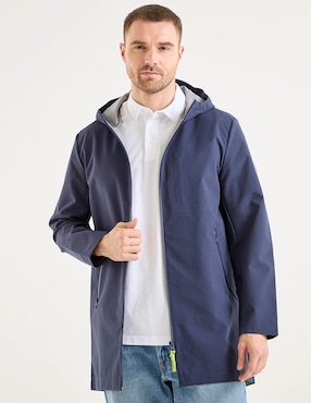 Chamarra parka El Pulpo impermeable capucha y bolsa para hombre
