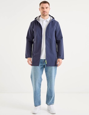 Chamarra parka El Pulpo impermeable capucha y bolsa para hombre