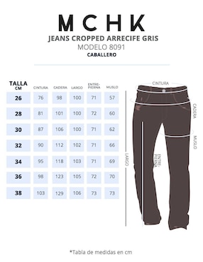 Jeans slim Mchk 8091 Cropped Recife Gris lavado medio para hombre