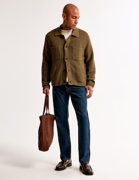 Jeans straight Abercrombie & Fitch lavado obscuro para hombre