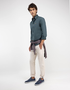 Camisa casual El Ganso de algodón manga larga para hombre