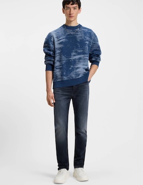 Jeans straight Hugo Blue Ash 1027 lavado medio para hombre