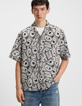 Camisa casual Hugo Blue de algodón manga corta para hombre