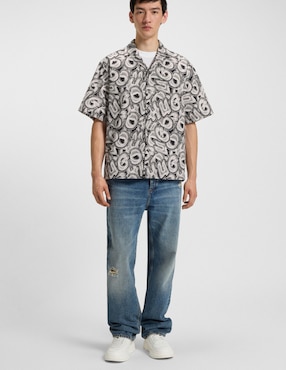 Camisa casual Hugo Blue de algodón manga corta para hombre