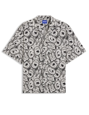 Camisa casual Hugo Blue de algodón manga corta para hombre