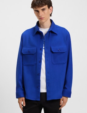 Sobrecamisa casual Hugo Blue de algodón manga larga para hombre