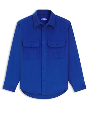 Sobrecamisa casual Hugo Blue de algodón manga larga para hombre