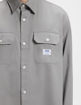 Camisa casual Hugo Blue de algodón manga larga para hombre