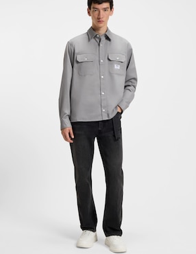 Camisa casual Hugo Blue de algodón manga larga para hombre