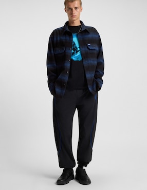 Sobrecamisa casual Hugo Blue de algodón manga larga para hombre
