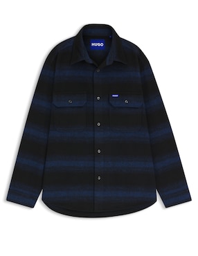 Sobrecamisa casual Hugo Blue de algodón manga larga para hombre