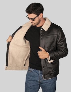 Chamarra casual Greenlander cuello a contraste para hombre