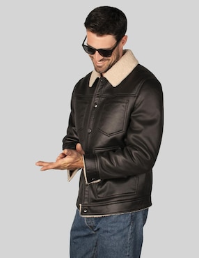 Chamarra casual Greenlander cuello a contraste para hombre