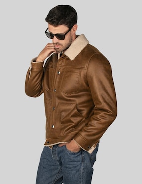 Chamarra casual Greenlander cuello a contraste para hombre