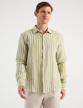 Camisa casual Elemento Uomo de lino manga larga para hombre