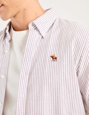 Camisa casual Abercrombie & Fitch de algodón manga larga para hombre