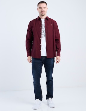 Camisa casual Guess de algodón manga larga para hombre