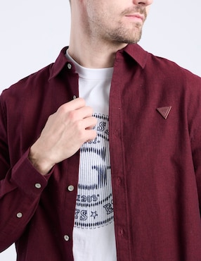 Camisa casual Guess de algodón manga larga para hombre