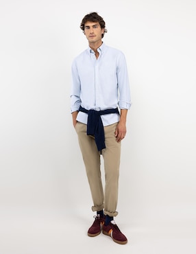 Camisa casual El Ganso de algodón manga larga para hombre