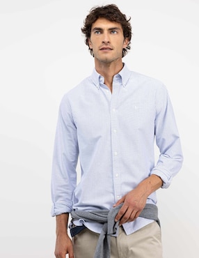 Camisa casual El Ganso de algodón manga larga para hombre