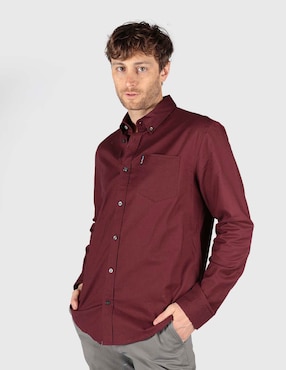 Camisa business casual Ben Sherman de algodón manga larga para hombre