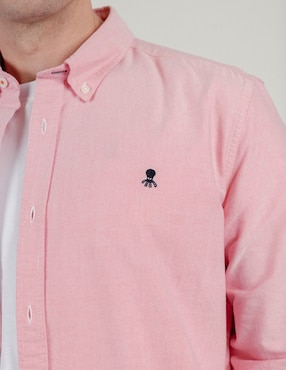 Camisa casual El Pulpo de algodón manga larga para hombre