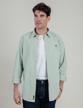 Sobrecamisa casual El Pulpo de algodón manga larga para hombre