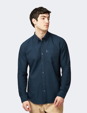 Camisa business casual Ben Sherman de algodón manga larga para hombre