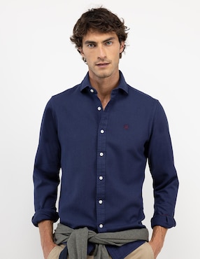 Camisa casual El Ganso de algodón manga larga para hombre