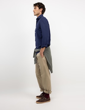 Camisa casual El Ganso de algodón manga larga para hombre