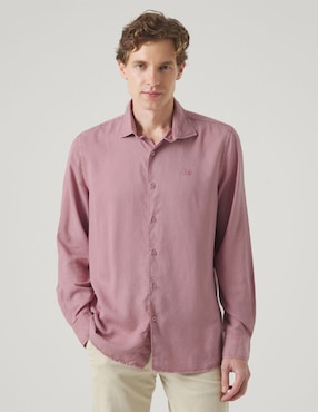 Camisa casual Scotta de lino manga larga para hombre