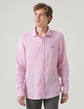 Camisa casual Scotta de lino manga larga para hombre