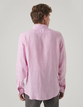 Camisa casual Scotta de lino manga larga para hombre