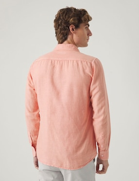 Camisa casual Scotta de lino manga larga para hombre