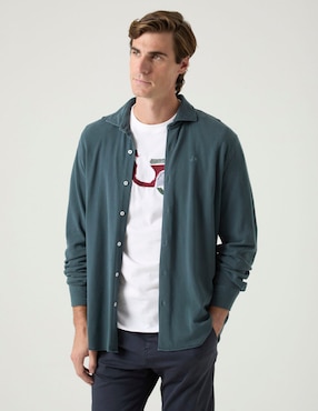 Sobrecamisa casual Scotta de algodón manga larga para hombre