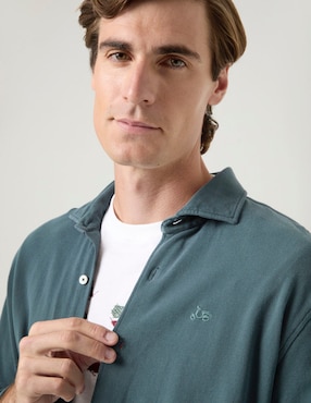 Sobrecamisa casual Scotta de algodón manga larga para hombre