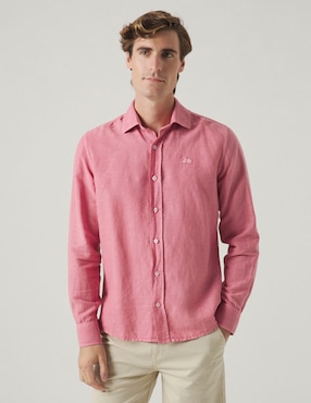 Camisa casual Scotta de lino manga larga para hombre
