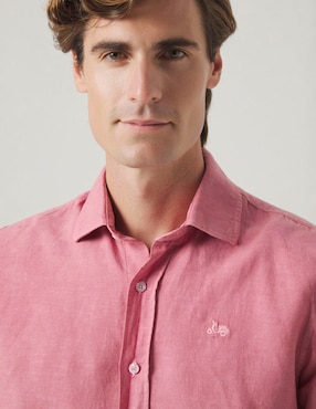 Camisa casual Scotta de lino manga larga para hombre
