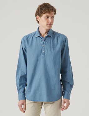 Camisa casual Scotta de algodón manga larga para hombre