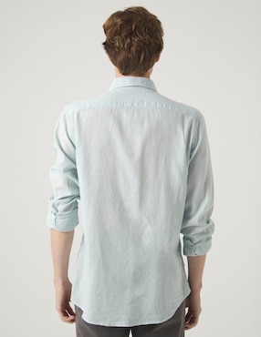 Camisa casual Scotta de lino manga larga para hombre