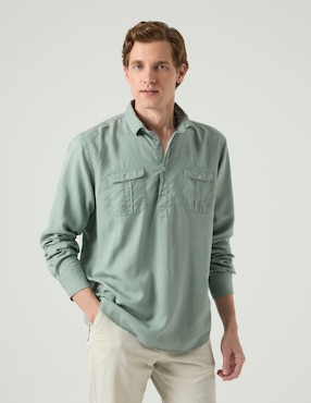 Camisa casual Scotta de algodón manga larga para hombre