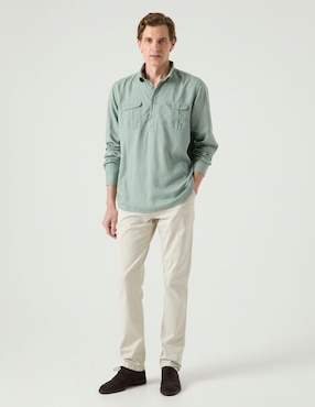 Camisa casual Scotta de algodón manga larga para hombre