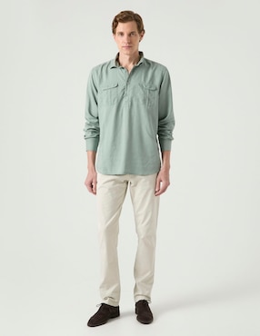 Camisa casual Scotta de algodón manga larga para hombre