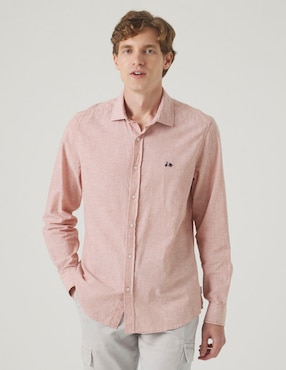 Camisa casual Scotta de lino manga larga para hombre