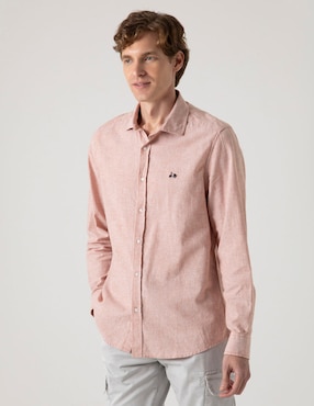 Camisa casual Scotta de lino manga larga para hombre