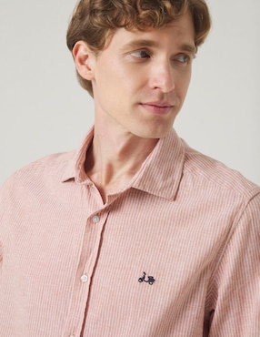 Camisa casual Scotta de lino manga larga para hombre