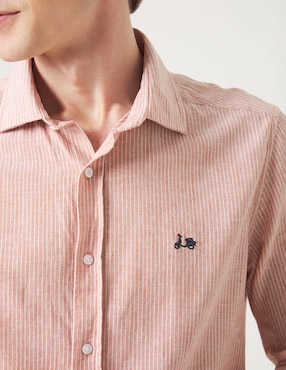 Camisa casual Scotta de lino manga larga para hombre