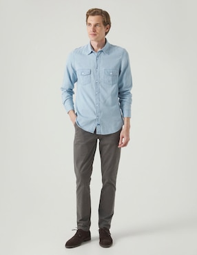 Camisa casual Scotta de algodón manga larga para hombre