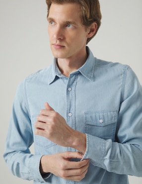Camisa casual Scotta de algodón manga larga para hombre